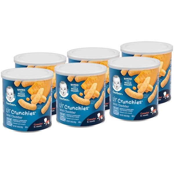 Gerber Lil' Crunchies Snacks Mild Cheddar 1.48 oz., PK6